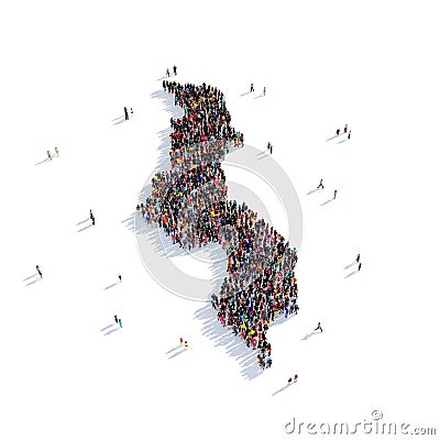 People group shape map Malawi Cartoon Illustration