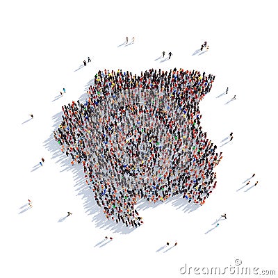 People group shape map Suriname Cartoon Illustration