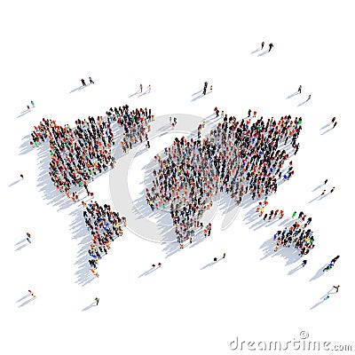 People group shape map World Cartoon Illustration