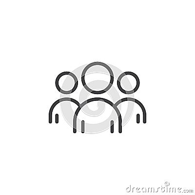 People, group, team line icon, outline sign Cartoon Illustration