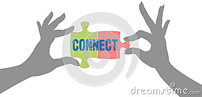 Hands find Connection puzzle solution Vector Illustration