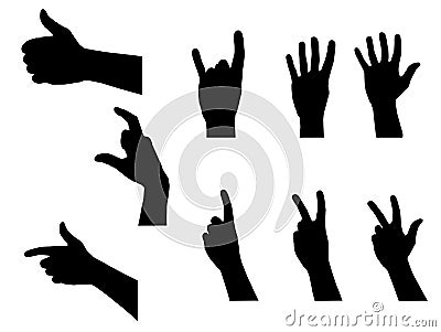 People Hands Silhouettes Set Vector Illustration