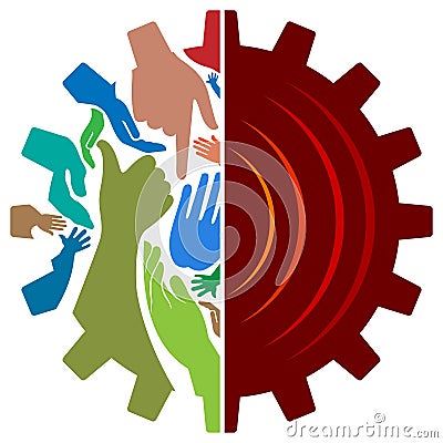 People hands technology gears Vector Illustration