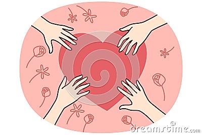 People hands touch heart sign Vector Illustration