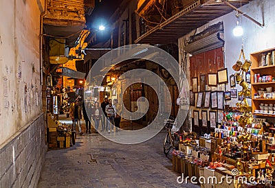 People hangouts in tradiational marketplace in syria Editorial Stock Photo