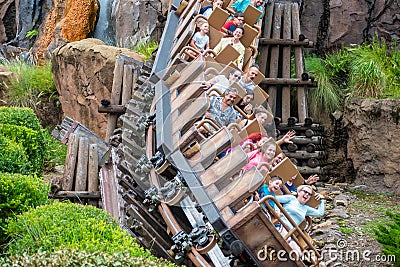 People having fun Expedition Everest rollercoaster during vacation summer, at Animal Kingdom 196 Editorial Stock Photo