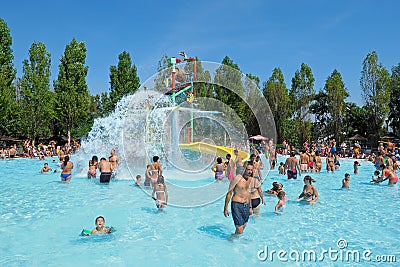 People having fun in the swimming pool in water park Editorial Stock Photo