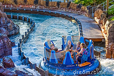 People having fun the world`s tallest drop in Infinity Falls at Seaworld in International Drive area 10 Editorial Stock Photo