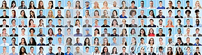 People Headshot Face Collage. Diverse Avatars Stock Photo