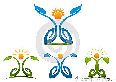 People health, plant , growth, nature, botany, logo, wellness Stock Photo