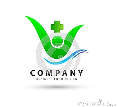 People healthcare icon with water wave new trendy high quality professional logo Stock Photo