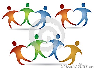 People heart logo Vector Illustration