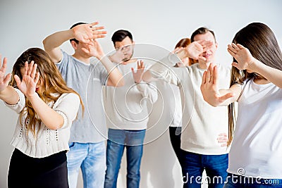 People hiding faces Stock Photo