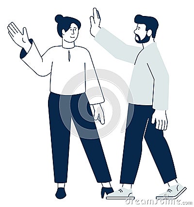 People high five. Congratulation hand gesture. Success symbol Vector Illustration