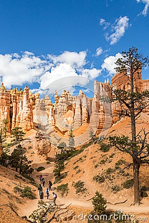 People on hiking trip in Bryce Canyon National Park, Utah, USA Editorial Stock Photo