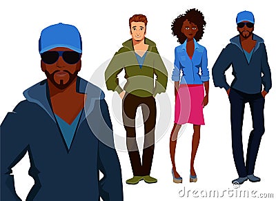 People with hipster fashion style Vector Illustration