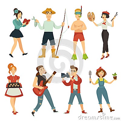 People hobby or profession vector characters Vector Illustration