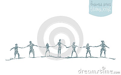 People hold handsspirit togetherness vector drawn. Vector Illustration