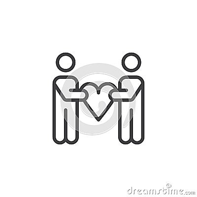 People hold heart outline icon Vector Illustration
