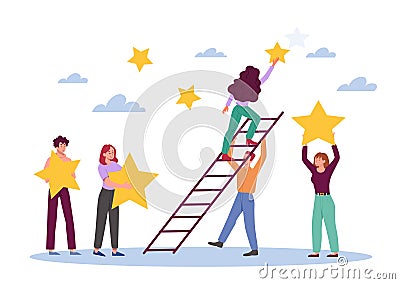 People hold stars Vector Illustration