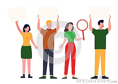 People holding banners on protests vector Stock Photo