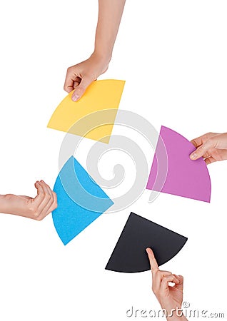 People Holding Colorful Pieces Stock Photo