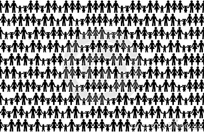 Background with pictograms of people holding hands, seamless tile Vector Illustration