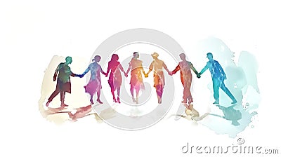 people holding hands in a circle. concept of diversity, unity an Stock Photo