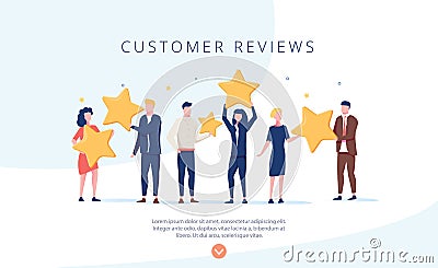 People holding stars. Customer reviews concept illustration concept illustration, perfect for web design, banner Vector Illustration