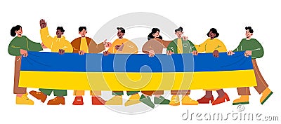 People holding Ukrainian flag, strike, protest Vector Illustration