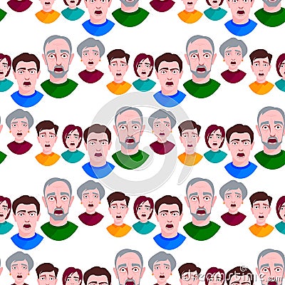 People horror faces vector extremely surprised young shock portrait frightened character emotions afraid expression Vector Illustration