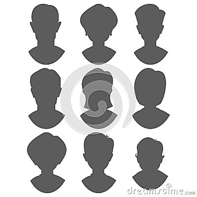 People horror faces vector silhouette extremely surprised young shock portrait frightened character emotions afraid Vector Illustration
