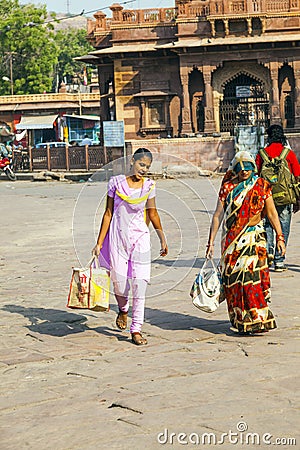 People hurry at the Sadar market at Editorial Stock Photo