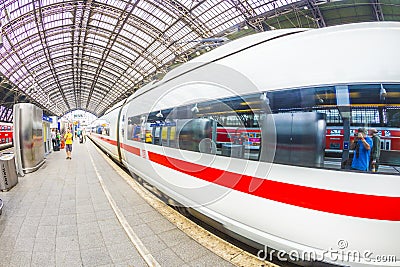 People hurry to the intercity train Editorial Stock Photo
