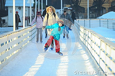 People ice skating Editorial Stock Photo