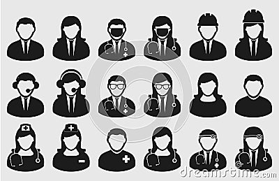 People icon set of different profession. Vector Illustration