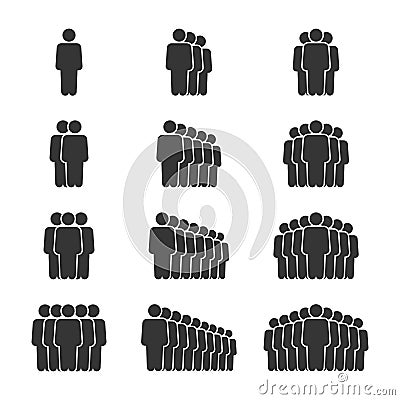 People Icon set in with shadow. Crowd signs. Persons symbol for your infographics web site design, logo, app, UI. Vector Vector Illustration