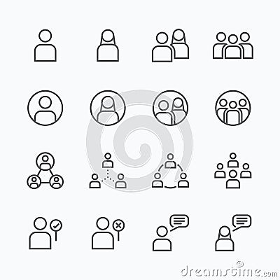 People Icon vector flat line icons set concept. Vector Illustration