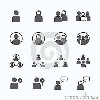 People Icon vector flat line icons set concept. Vector Illustration