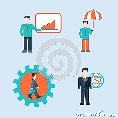 People icons business man situations web template Vector Illustration