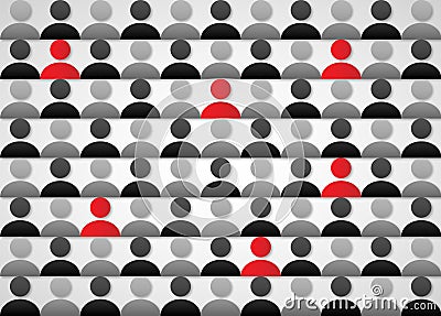People icons crowd with marked out people concept, vector illustration Vector Illustration