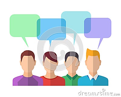 People Icons with Dialog Bubbles Vector Illustration