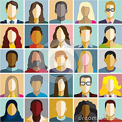 People icons. People Flat icons collection. People diversity. Vector flat design people characters. Vector Illustration