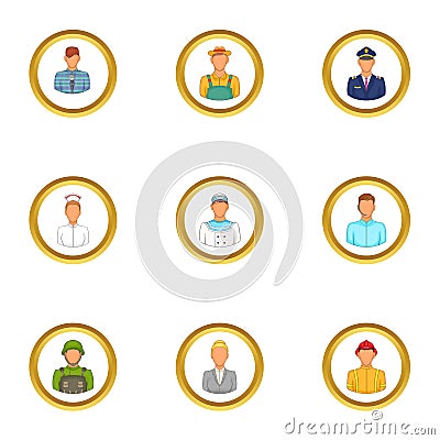 People icons set, cartoon style Vector Illustration