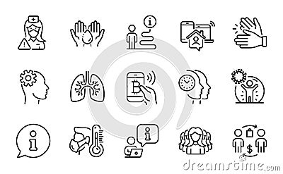 People icons set. Included icon as Work home, Women group, Sick man. Vector Stock Photo