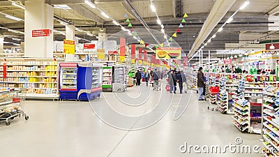 People inside hypermarket Editorial Stock Photo