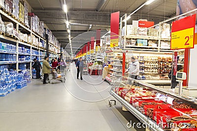 People inside hypermarket Editorial Stock Photo