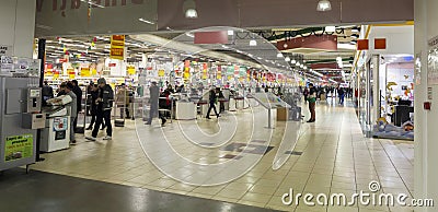 People inside hypermarket Editorial Stock Photo