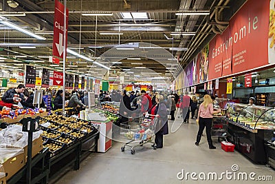 People inside hypermarket Editorial Stock Photo