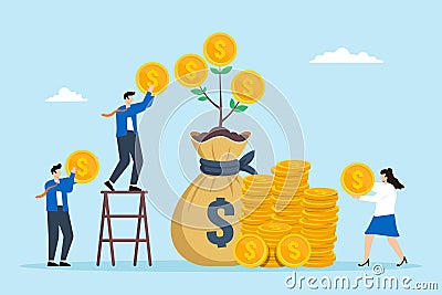 People invest coin in mutual funds, witnessing their money grow over time Stock Photo